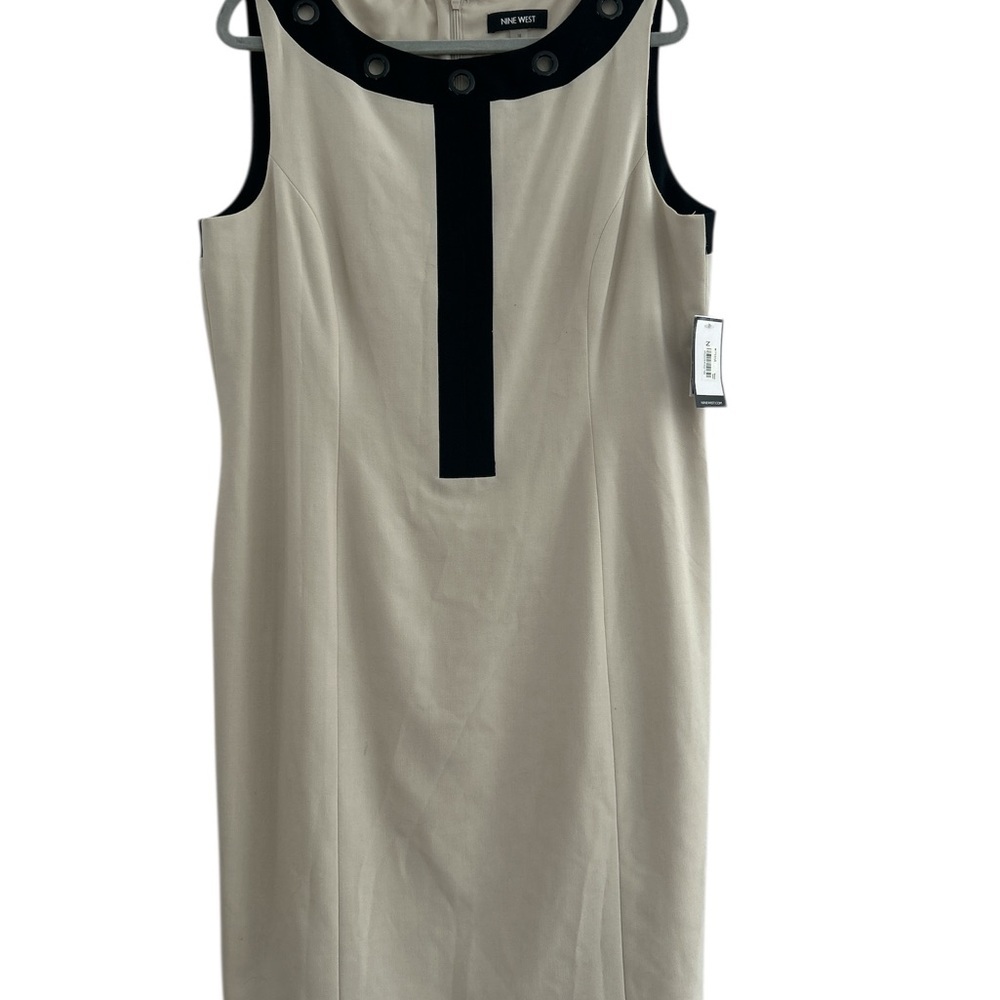 NWT Nine West Sleeveless Colorblocked Sheath Dress w/ Grommet Neckline Sz 16